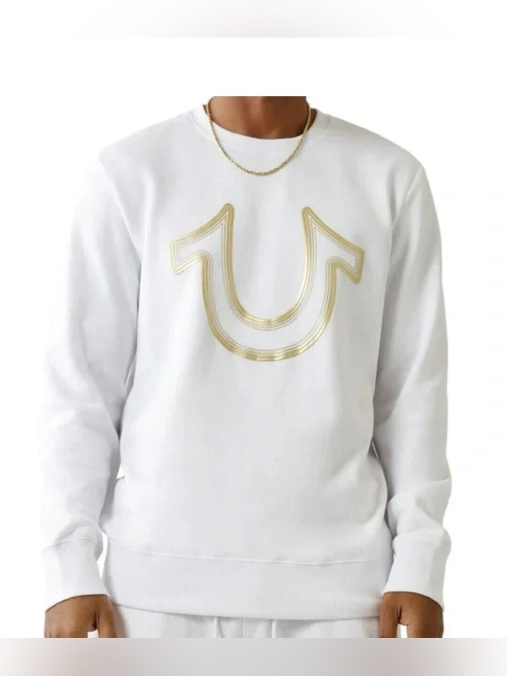 True Religion Men’s HS Foil Crewneck Y2K Sweatshirt Horseshoe Logo